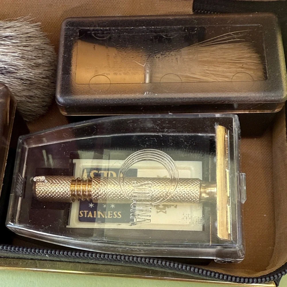 New vintage Men's Grooming Kit with Black and Gold Accents